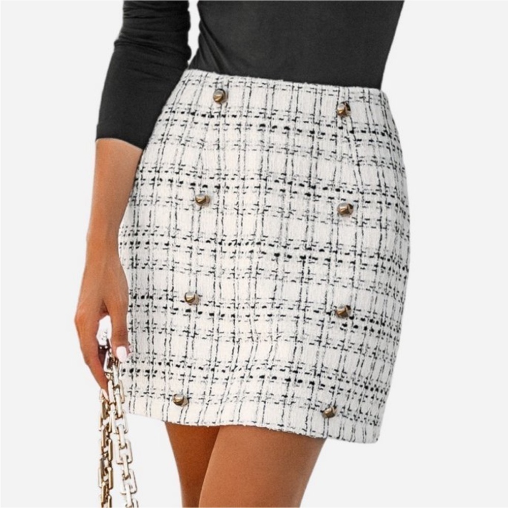 Women's Plaid Tweed
Double Breasted Mini
Skirt - nwt - Picture 1 of 6